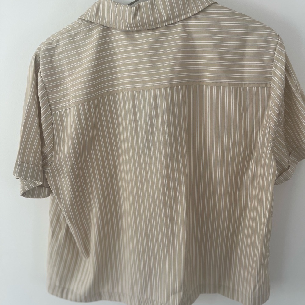 Striped Tan Button Down Shirt
